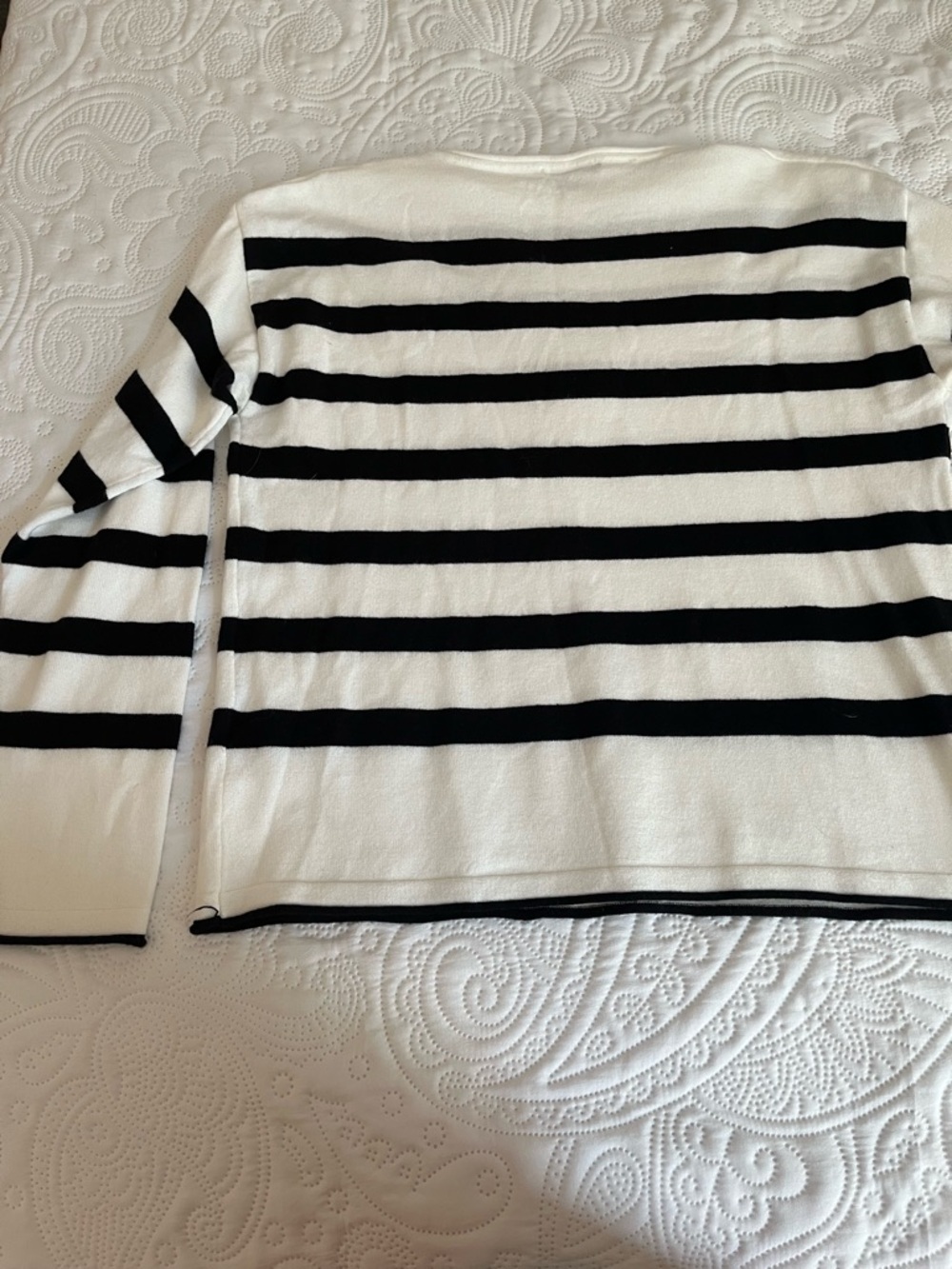 Vila Milano Striped Boatneck Button-Shoulder Sweater - White/Black Super Soft - Picture 10 of 10